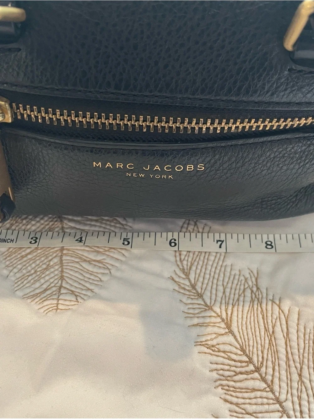 Marc Jacobs Black Pebbled Leather Satchel with Gold Hardware